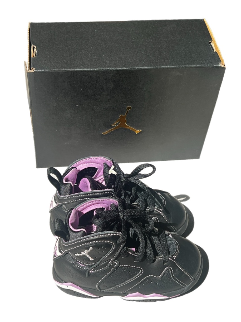 Nike Air Jordan 7 Retro Toddler Size 7c Black Barely Grape Sneaker Shoes